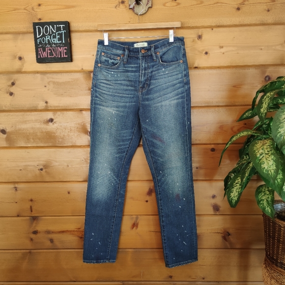 Madewell Denim - Madewell 💜 High Rise Slim Boyfriend Jeans Boyjean Paint Spatter Whisker 26 X30"